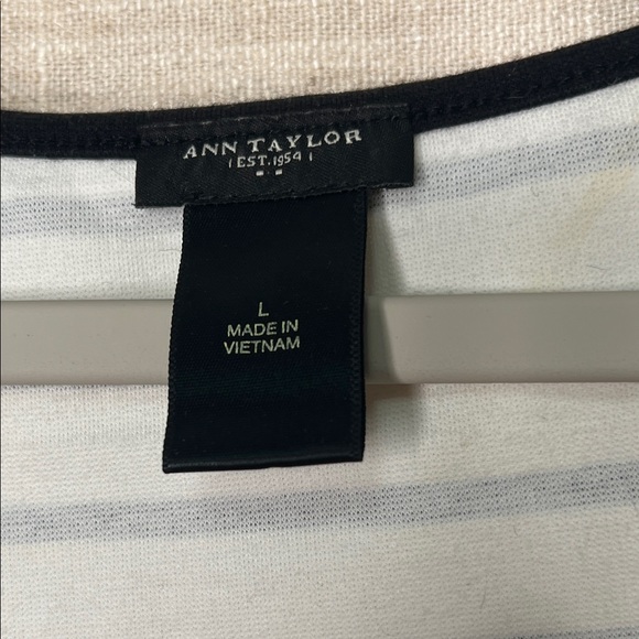 Ann Taylor Peplum Black and White Striped Tank Top - Picture 2 of 4